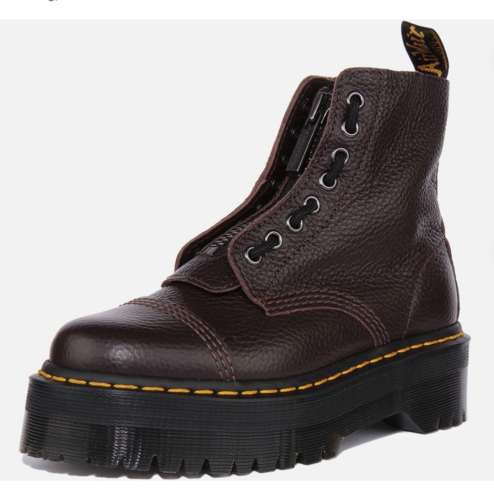 Dr Martens Sinclair Platform Leather Boots In Burgundy